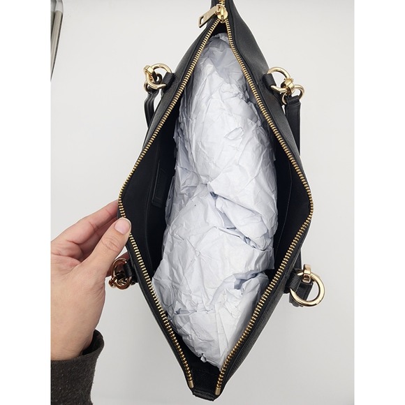 Coach Ava Tote Crossgrain Black Leather Shoulder Bag with Gold F57526 - Picture 6 of 15